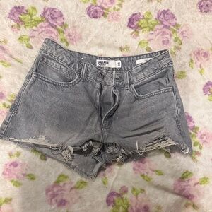 Garage Women's Light Gray Distressed Jean Shorts